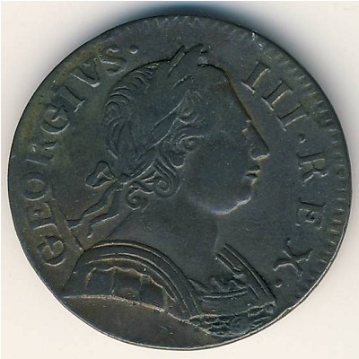 Великобритания, 1/2 пенни (1770–1775 г.) Великобритания, 1/2 пенни (1770–1775 г.)