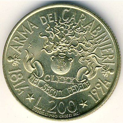 Италия, 200 лир (1994 г.) Италия, 200 лир (1994 г.)