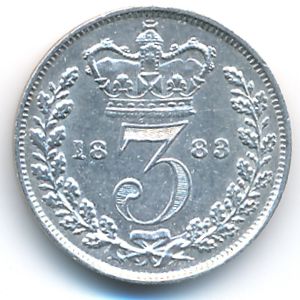Великобритания, 3 пенса (1838–1887 г.)
