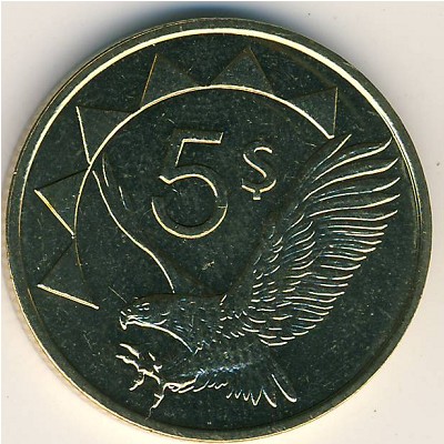 Намибия, 5 долларов (1993–2015 г.) Намибия, 5 долларов (1993–2015 г.)