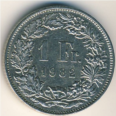 Switzerland, 1 franc, 1982 Switzerland, 1 franc, 1982
