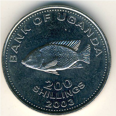 Уганда, 200 шиллингов (1998–2003 г.) Уганда, 200 шиллингов (1998–2003 г.)