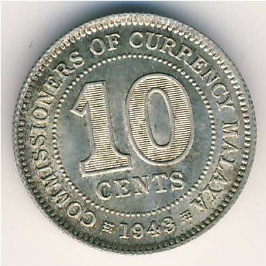 Malaya, 10 cents, 1943–1945