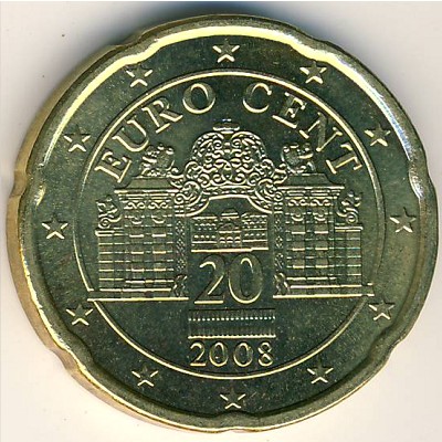 Austria, 20 euro cent, 2008–2020 Austria, 20 euro cent, 2008–2020