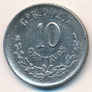 Mexico, 10 centavos, 1869–1897