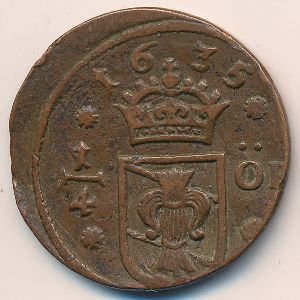Sweden, 1/4 ore, 1635–1636 Sweden, 1/4 ore, 1635–1636