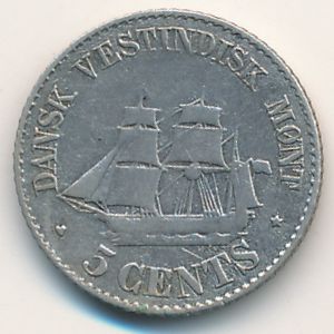 Датская Западная Индия, 5 центов (1878–1879 г.)