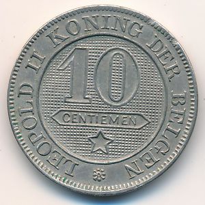 Belgium, 10 centimes, 1894–1898