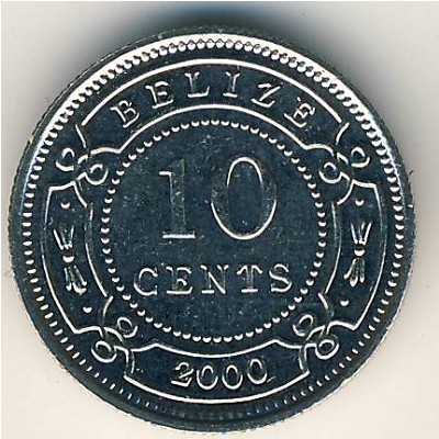 Белиз, 10 центов (1974–2000 г.) Белиз, 10 центов (1974–2000 г.)