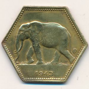 Belgian Congo, 2 francs, 1943