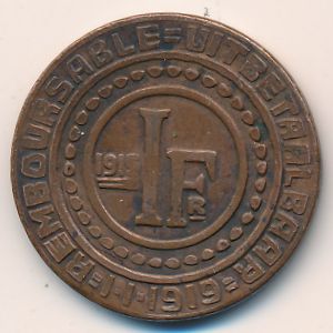Ghent, 1 franken, 1915
