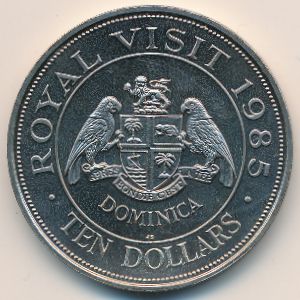 Dominica, 10 dollars, 1985