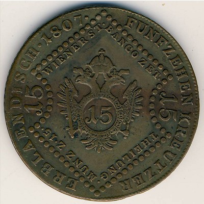 Австрия, 15 крейцеров (1807 г.) Австрия, 15 крейцеров (1807 г.)