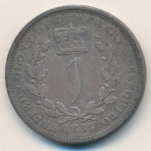 Essequibo & Demerary, 1 guilder, 1832–1835 Essequibo & Demerary, 1 guilder, 1832–1835