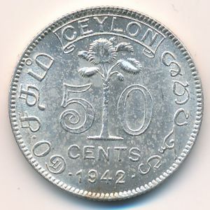 Цейлон, 50 центов (1942 г.)