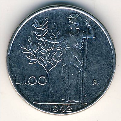 Италия, 100 лир (1990–1992 г.)