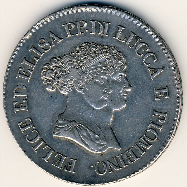 Lucca, 5 franchi, 1805–1808 Lucca, 5 franchi, 1805–1808