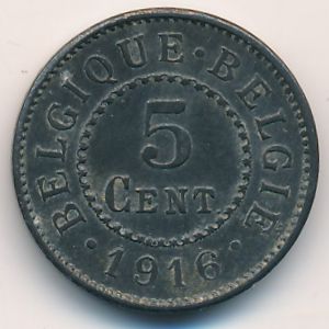 Belgium, 5 centimes, 1915–1916