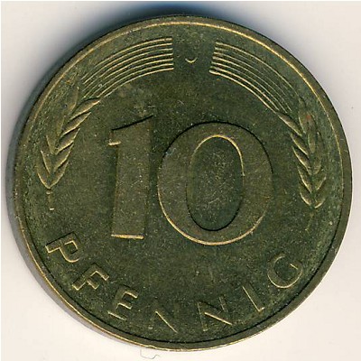West Germany, 10 pfennig, 1950–2001