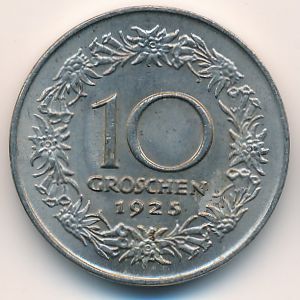 Austria, 10 groschen, 1925–1929 Austria, 10 groschen, 1925–1929