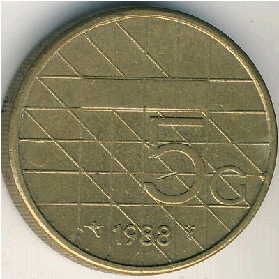 Нидерланды, 5 гульденов (1987–2001 г.)
