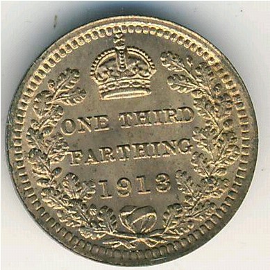 Great Britain, 1/3 farting, 1913 Great Britain, 1/3 farting, 1913