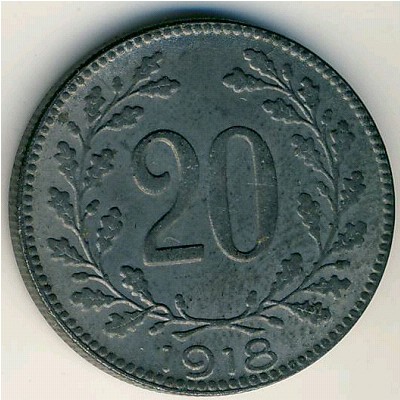 Австрия, 20 геллеров (1916–1918 г.) Австрия, 20 геллеров (1916–1918 г.)