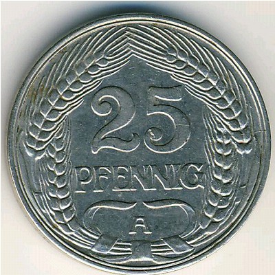 Germany, 25 pfennig, 1909–1912