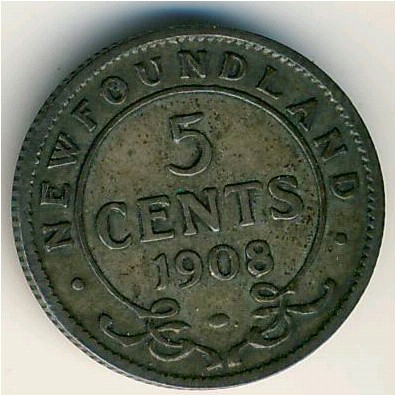 Ньюфаундленд, 5 центов (1903–1908 г.)