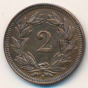 Switzerland, 2 rappen, 1893–1931