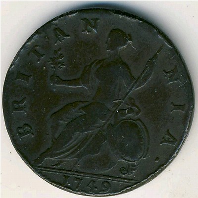 Great Britain, 1/2 penny, 1746–1754 Great Britain, 1/2 penny, 1746–1754