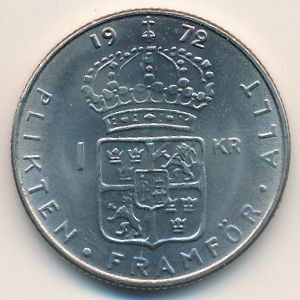 Sweden, 1 krona, 1968–1973