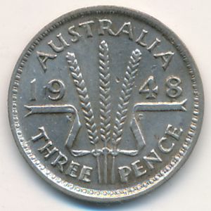 Австралия, 3 пенса (1947–1948 г.) Австралия, 3 пенса (1947–1948 г.)