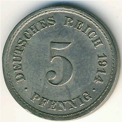 Germany, 5 pfennig, 1890–1915