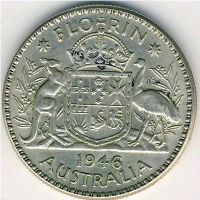 Australia, 1 florin, 1946–1947