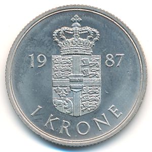 Дания, 1 крона (1982–1989 г.)