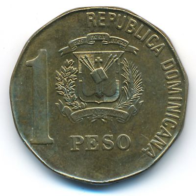 Dominican Republic, 1 peso, 2008–2017