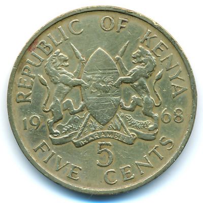 Kenya, 5 cents, 1966–1968