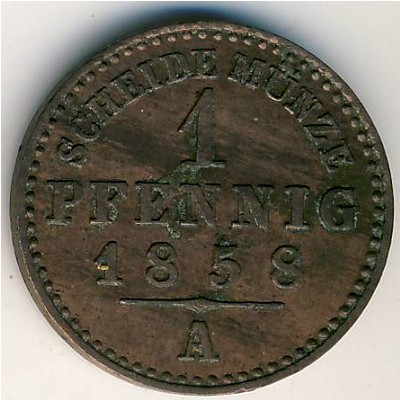 Schwarzburg-Sonderhausen, 1 pfennig, 1846–1858 Schwarzburg-Sonderhausen, 1 pfennig, 1846–1858