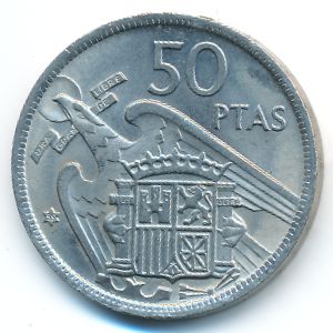 Spain, 50 pesetas, 1957 Spain, 50 pesetas, 1957