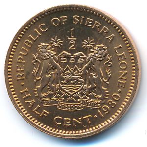 Sierra Leone, 1/2 cent, 1980