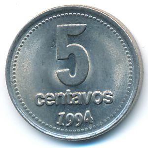 Argentina, 5 centavos, 1993–1995