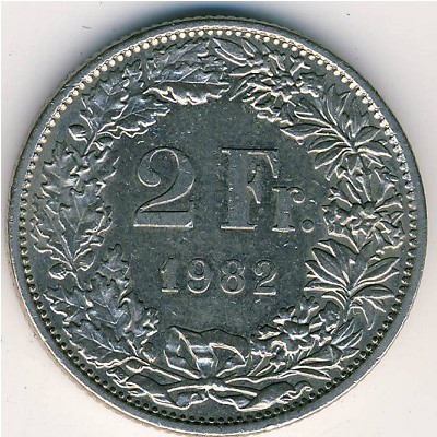 Switzerland, 2 francs, 1982 Switzerland, 2 francs, 1982