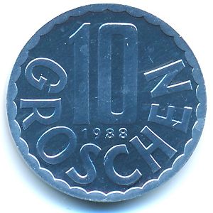 Austria, 10 groschen, 1951–2001 Austria, 10 groschen, 1951–2001