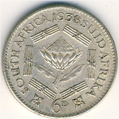 South Africa, 6 pence, 1937–1947