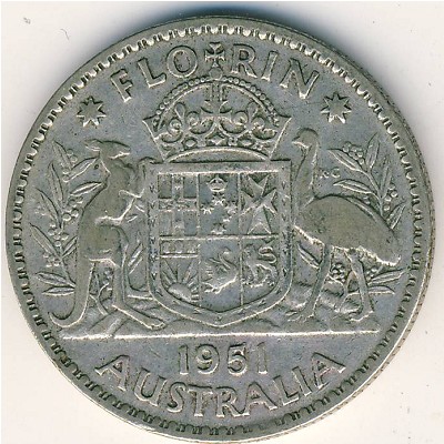 Австралия, 1 флорин (1951–1952 г.)