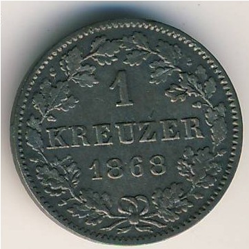 Вюртемберг, 1 крейцер (1865–1873 г.) Вюртемберг, 1 крейцер (1865–1873 г.)