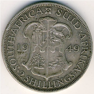 South Africa, 2 shillings, 1948–1950