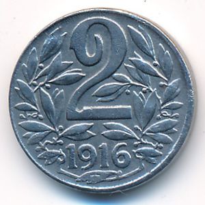 Австрия, 2 геллера (1916–1918 г.) Австрия, 2 геллера (1916–1918 г.)