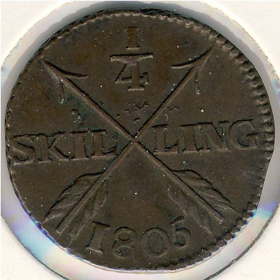 Швеция, 1/4 скиллинга (1802&ndash;1808 г.)